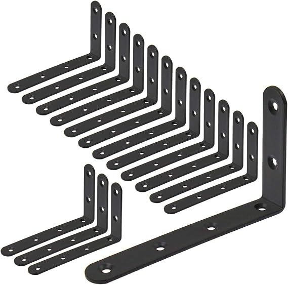 Luomorgo L Brackets for Shelves, 5" x 3", Black, 16 Pcs
