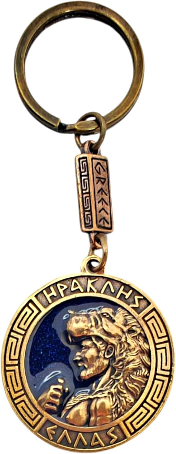 Iconsgr Key Ring Ancient Coin Hercules Shield Pegasus Keychain Blue (612-21)