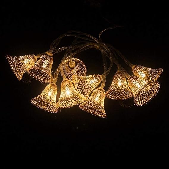Buffer AA54YT1053 Parti ve Özel Gün Dekorasyonu Çan Şeklinde Taşınabilir Metal Led Şerit Işık, Sarı, Küçük