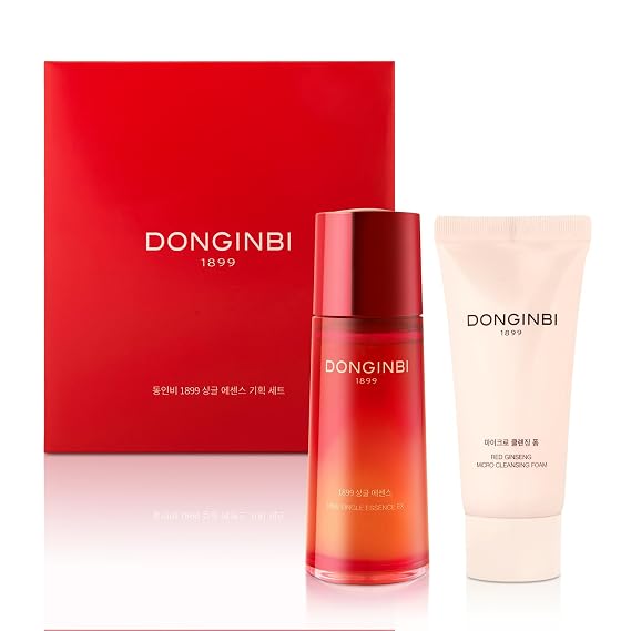 Donginbi 1899 Single Essence Special Set | Korean Skin Care Set for Women | Red Ginseng Micro Cleansing Foam(1.69 fl oz) | 1899 Single Essence(2.37 fl oz) | Deep Moisturizing & Firming Facial Serums
