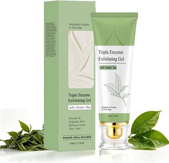 Coracode Triple Enzyme Green Tea Exfoliating Aqua Peel Gel, Coracode Triple Enzyme Exfoliating Gel, Deep Pore Face Exfoliant, Gentle Facial Exfoliator for Peeling, Reveal All-New Skin, 100g (1PC)