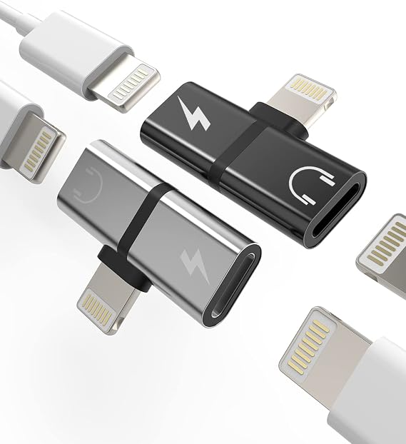 Headphone Adapter for Iphone(2pack)Adaptador para Splitter Audio and Charge Charger Dual Lightning Earphone 2 in 1 Dongle Jack Earbud Cable Compatible with Phone 13 12 11 Pro Max XS SE 7 X 8plus