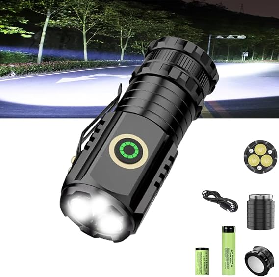 Flash Light,World Brightest Flashlight,Rechargeable Tactical Flashlight, Magnetic Rechargeable Super Bright Flashlight (Black)