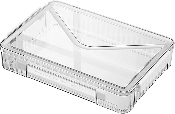 VANRA Clear File Storage Box with Latching Lids Stackable Project Case, L