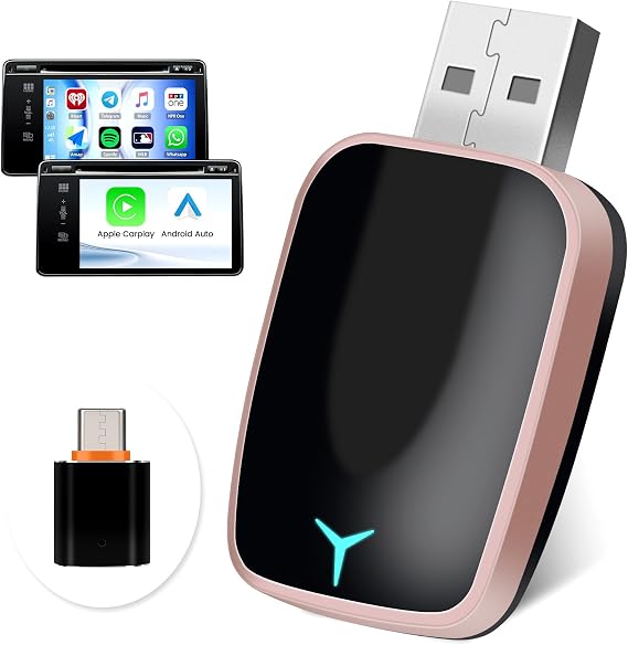 CAMECHO 2-in-1 Wireless CarPlay Android Auto Car Adapter, Wireless Apple Car Play Android Auto Dongle, CarPlay Adapter Converts Factory Wired to Wireless, Plug & Play, Fast Connect No Delay