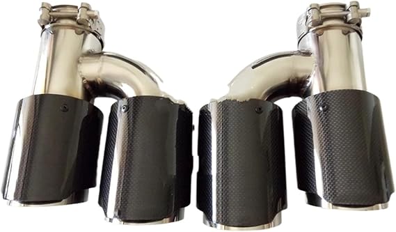 For H Dual Exhaust Tip Tailpipe Muffler Steel Glossy (54MM IN101MM OUT)