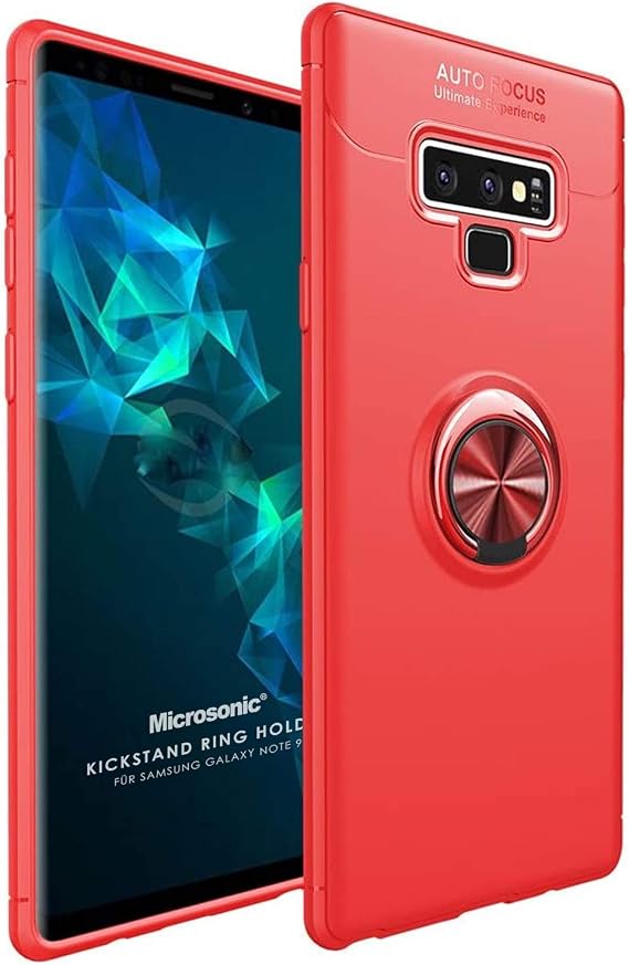 Microsonic Samsung Galaxy Note 9 için Kılıf Kickstand Ring Holder Kırmızı [Galaxy Note 9 ile Uyumlu Kılıf - Kırmızı]