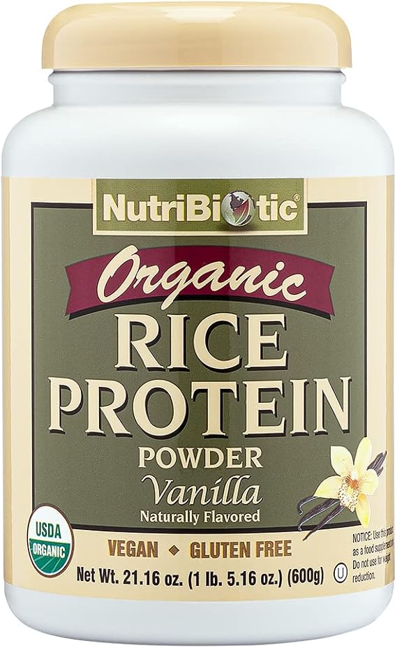 NutriBiotic Certified Organic Rice Protein Vanilla, 1 Lb. 5 Oz | Low Carbohydrate Vegan Protein Powder | Raw, Certified Kosher & Keto Friendly | Made Without Chemicals, GMOs & Gluten | Easy to Digest