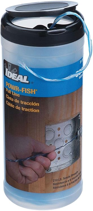 Ideal 31-348 Powr-Fish Pull Line, 500 ft and 210 lb Tensile Strength | 500 Feet of Heavy Duty Fiber Polyline, 210lb Tensile Strength Conduit Wire Pulling Line with Easy-Dispense Canister