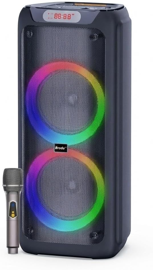 RGB İşikli Kablosuz Mikrofonlu FM,AUX,TF,USB Girişli 2 ile uyumlu *10 İnch + Tweeter Çift Kablosuz Hoparlör
