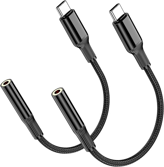 YANZIE USB C to 3.5mm Audio Adapter 2-Pack, Aux Headphone Jack Dongle