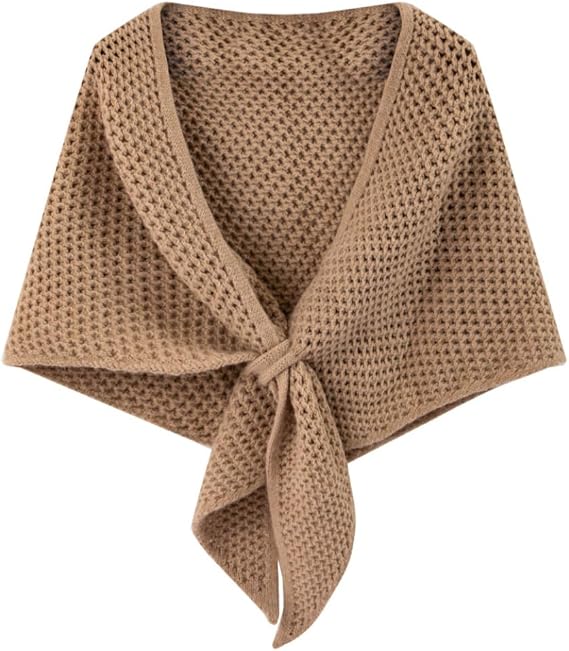 Pocadri Women's Knitted Shawl Wraps Warm Triangle Knotted Open Poncho Cape Casual Sweater Shoulder Top Fall Winter