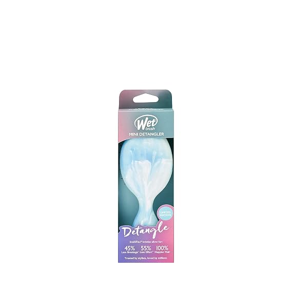 Wet Brush Squirt Detangler Hair Brushes - Gemstone, Turquoise - Mini Detangling Brush with Ultra-Soft IntelliFlex Bristles Glide Through Tangles with Ease - Pain Free Comb
