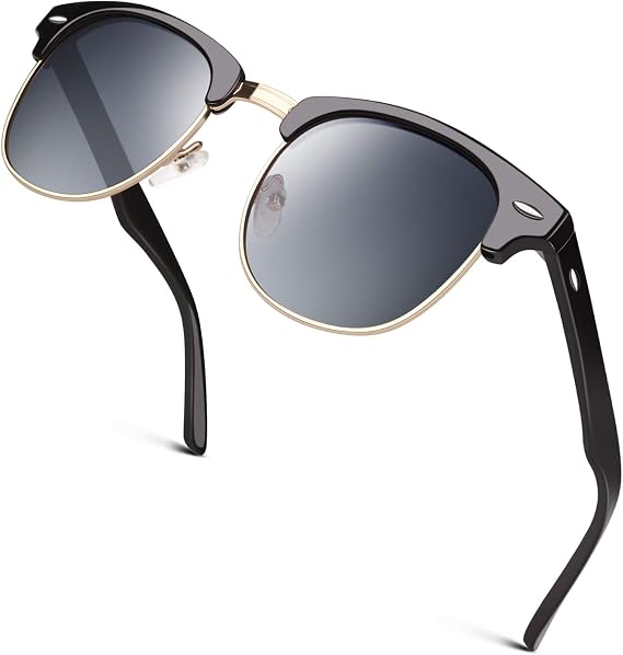 GQUEEN Retro Semi Rimless Polarized Sunglasses Men Womens UV400 Shades GQO6