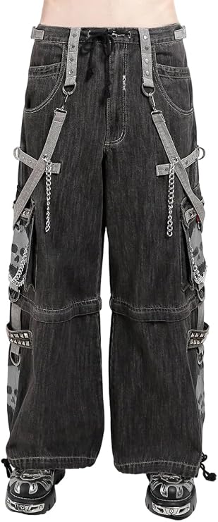 Tripp NYC Super Grey Skull Denim Pants [Black Denim] S