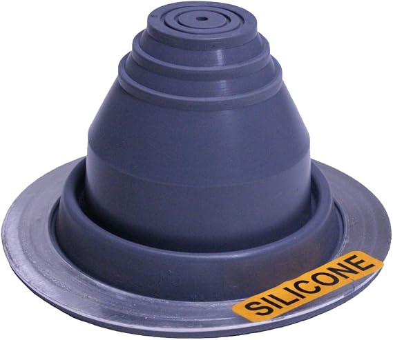 Flashers #1 Grey Silicone Round Metal Roof Pipe Flashing, 1/4" to 2"