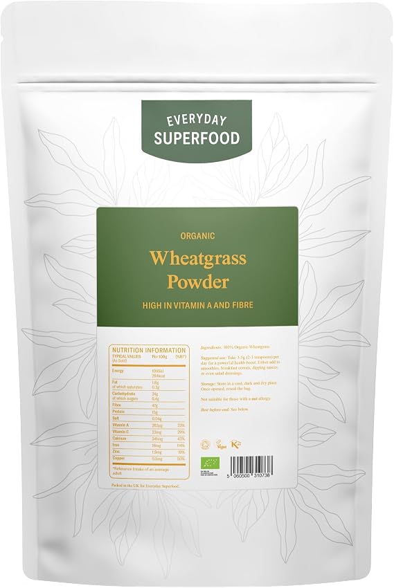 Everyday Superfood Organic Wheatgrass Powder 1kg | High-Grade EU Grown Wheat Grass | Green Juice Powder