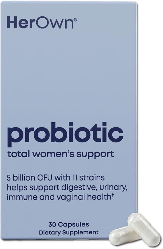 her own Probiotics for Women, 5 Billion CFUs with Prebiotics, Supports Healthy Digestion, 11 Strains, Gluten and Soy Free, Vegan, Non-GMO, 30 Capsules, 30 Servings