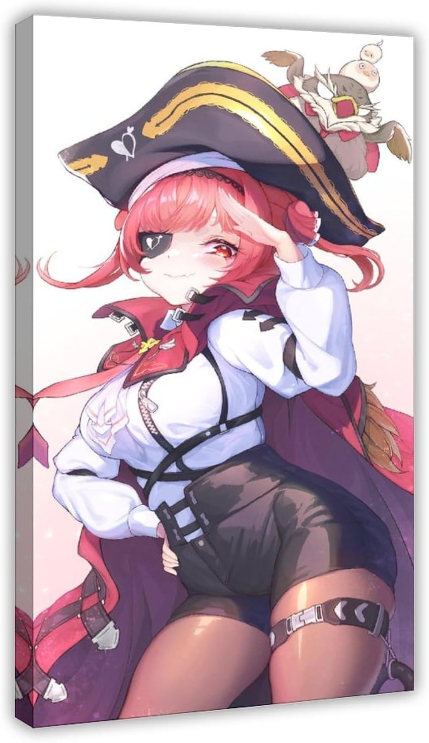 Hololive Houshou Marine Anime Girl HD42 Canvas Poster Wall Art Decor Print Picture Paintings for Living Room Bedroom Decoration Frame: Frame:24x36inch60x90cm