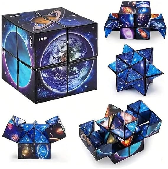 Infinity Cube, Fidget Cube for Kids, Cubes for Travel Entertainment, Cubes for Children Space Solar System Fidget Puzzles Smart Games, Gift for Boys Girls Multicolor