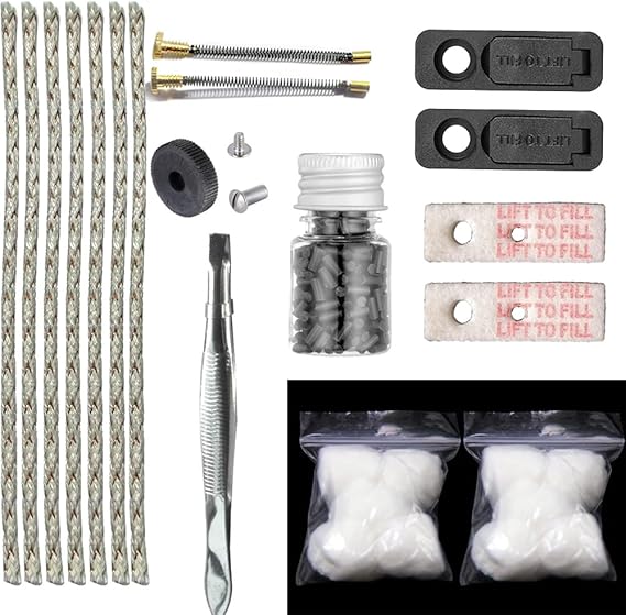 Universal Lighter Replacement Repair Kit (Spring Screw, Flint Stone, Cotton, Wick, Cotton Felt Pad & Rubber Felt Pad ,Tweezers)