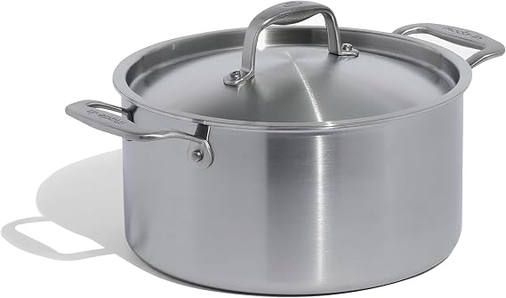 Made In Cookware - 6 Quart Stainless Steel Stock Pot With Lid - 5 Ply Stainless Clad - Professional Cookware - Crafted in Italy - Induction Compatible