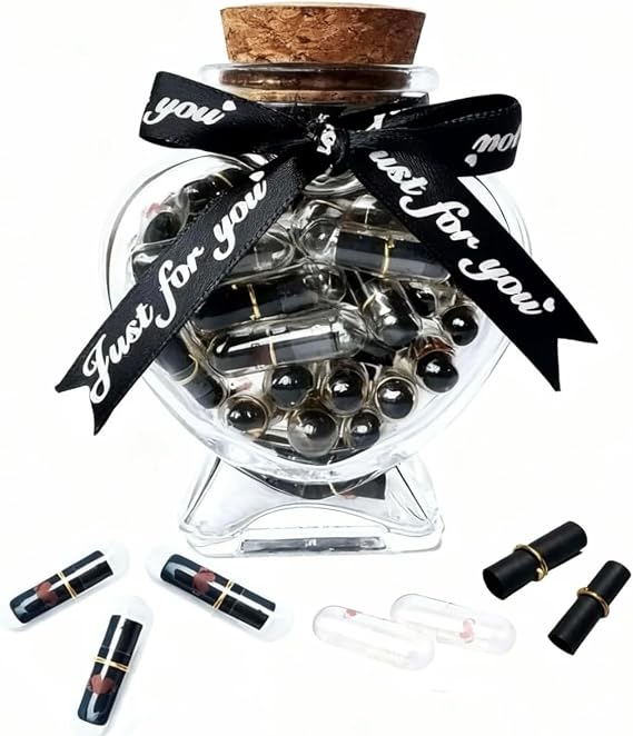 50 PCS Love Message Capsules in Glass Bottle - Handwritten Notes for Boyfriend/Girlfriend, Valentine's Day, Anniversary, Proposal - Romantic Keepsake Gift Idea