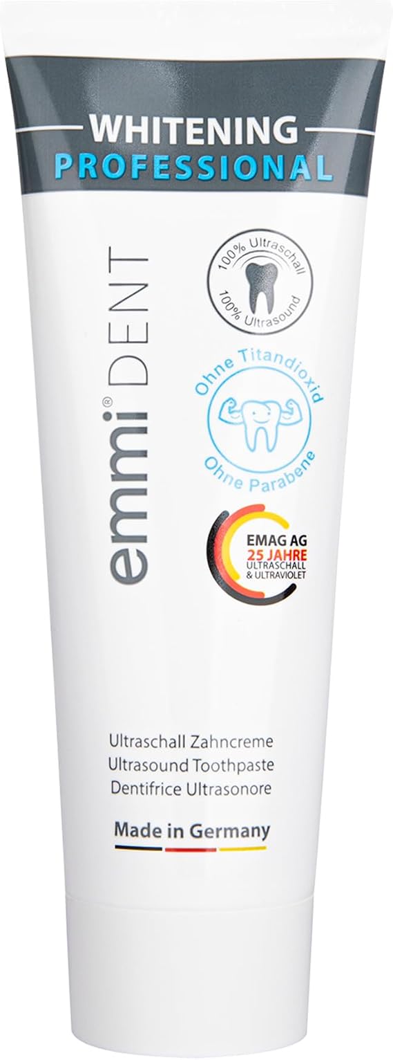 Emmi-dent Ultrasonic Toothpaste with Nano-Bubbles - Whitening with Fluoride, Extra Fresh Flavor, New Formulation, Made in Germany.