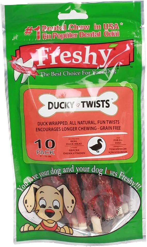 Freshy Ördek Kaplı Sütlü Burgu Köpek Ödülü 90 Gr 10 Lu Renkli