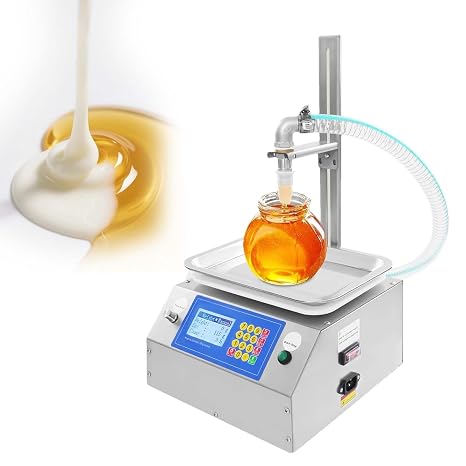 Precision Filling Machine for Honey with Adjustable Height 0-400mm , Automatic Viscous Liquid Filler 7L/min Quick Fill Filling Range 20g~10kg for Chemicals, Adhesives, Oils, Lotions(Brass pump)