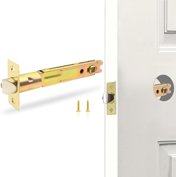 5-Inch Deadlatch Door Lock Replacement Latch with Square Interface Fits 5 Inch Backset Standard Entry Doors Knobset or 90Rotation Leverset, Polished Brass