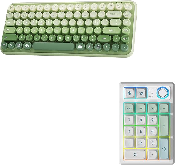 Tri-Mode Typewriter Style Keyboard with Tri-Mode Gasket Creamy Mechanical Numpad Programmable Macro Keypad