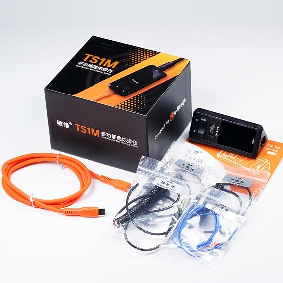 MINIWARE TS1M Smart Mini Soldering Station 200W Max Multi-Handle Compatible Real-time Temperature Measurement Waveform/Digital Display Custom Screensaver