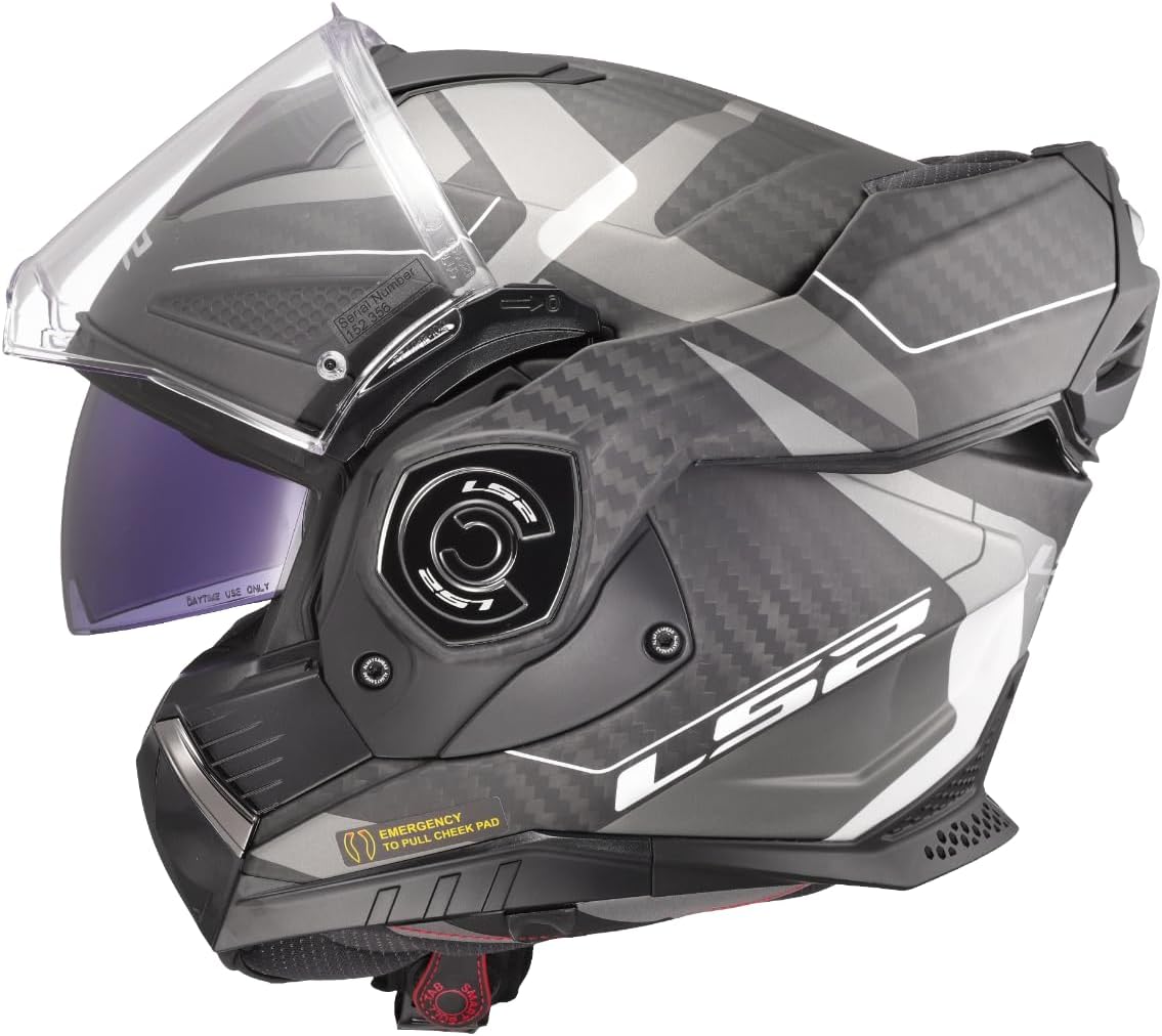 LS2 Helm Advant X Carbon Horizon II FF901 zilver  grijs | | Quick Release ratelsluiting | Carbon | geeignet für