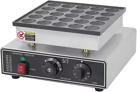 Mini Dutch Pancake Baker, 1.6 Inches Pancake Maker Machine, Poffertjes Making Machine, 850W Commercial Electric Nonstick Waffle Maker Machine,25Holes-220V