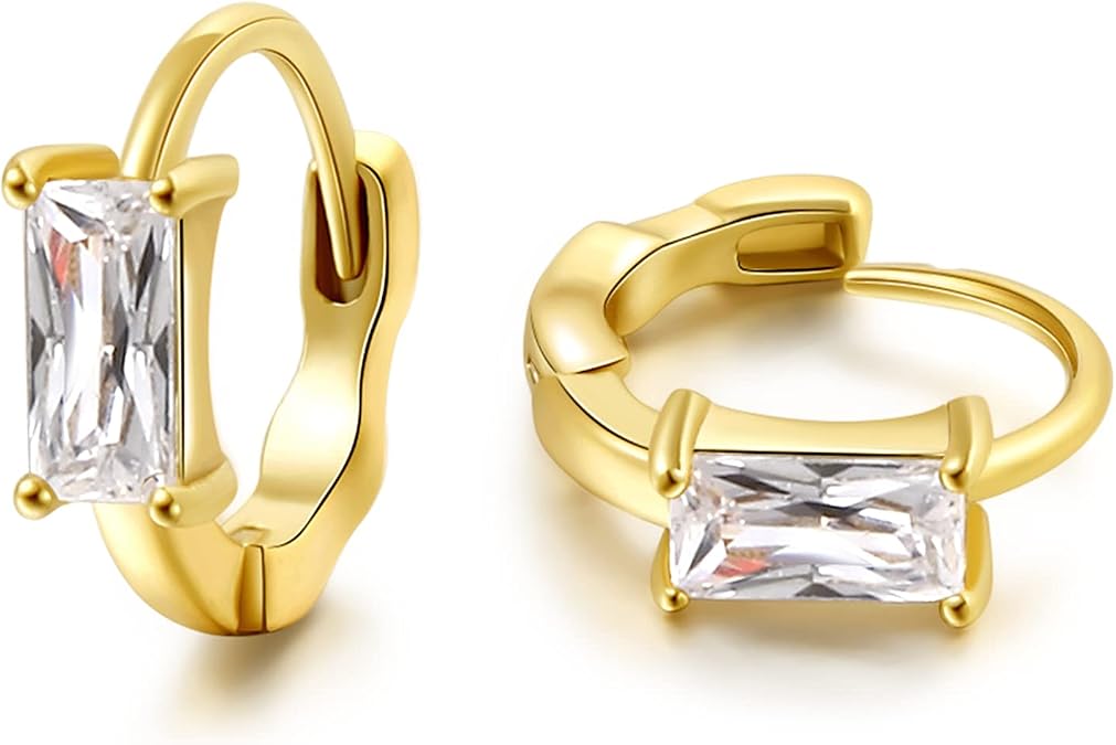 DAILY VIBES Dainty Butterfly Cross CZ Small Huggie Hoop Earrings for Women | Hypoallergenic, 14K Gold Plated Hoops, Tiny Cubic Zirconia, Cartilage Hoop Earrings for Women Trendy
