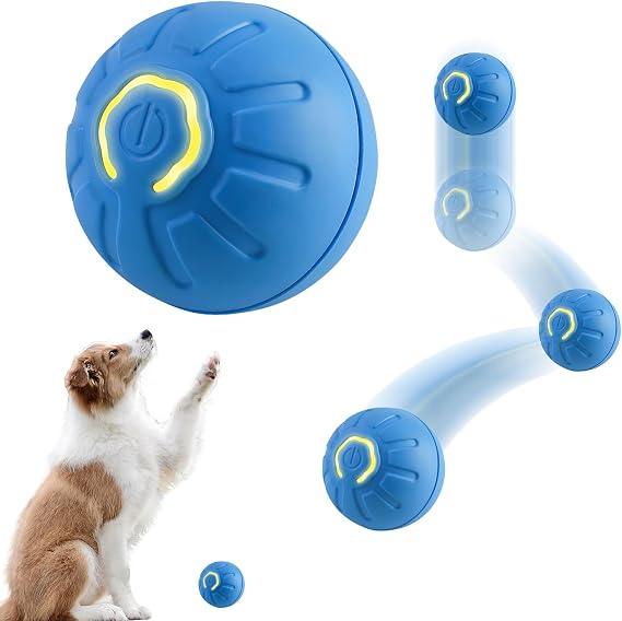 Interactive Dog Ball, Automatic Active Rolling Balls for Small Medium Dogs Cats,Electric Smart Self-Moving Dog Toys, Automatic Bouncing and Self-Rolling Ball for Puppy/Small/Medium (blue)