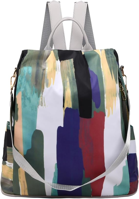 Women's Backpacks, Anti-Theft Backpack for Women, Rucksack Shoulder Bags Ladies, Waterproof Nylon Daypack, Casual Travel Backpack, Lightweight Travel Bag School Bags for Girls Women (Colorful)