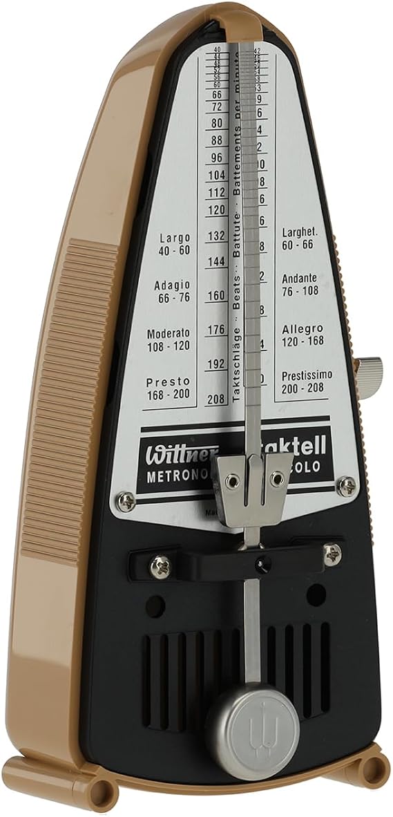 Wittner Metronome Taktell Piccolo Series 830 - Plastic casing - Without bell - Light brown - Mechanically wound - No batteries required - Made in Germany
