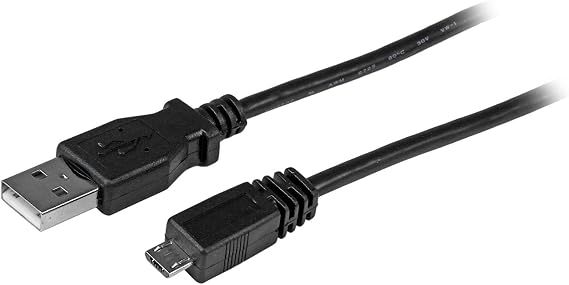 StarTech 1ft/0.3m USB-A to Micro-B Cable - USB 2.0 - Black (UUSBHAUB1) | Up to 480Mbps, Aluminum-mylar foil with braided shielding, Durable PVC construction