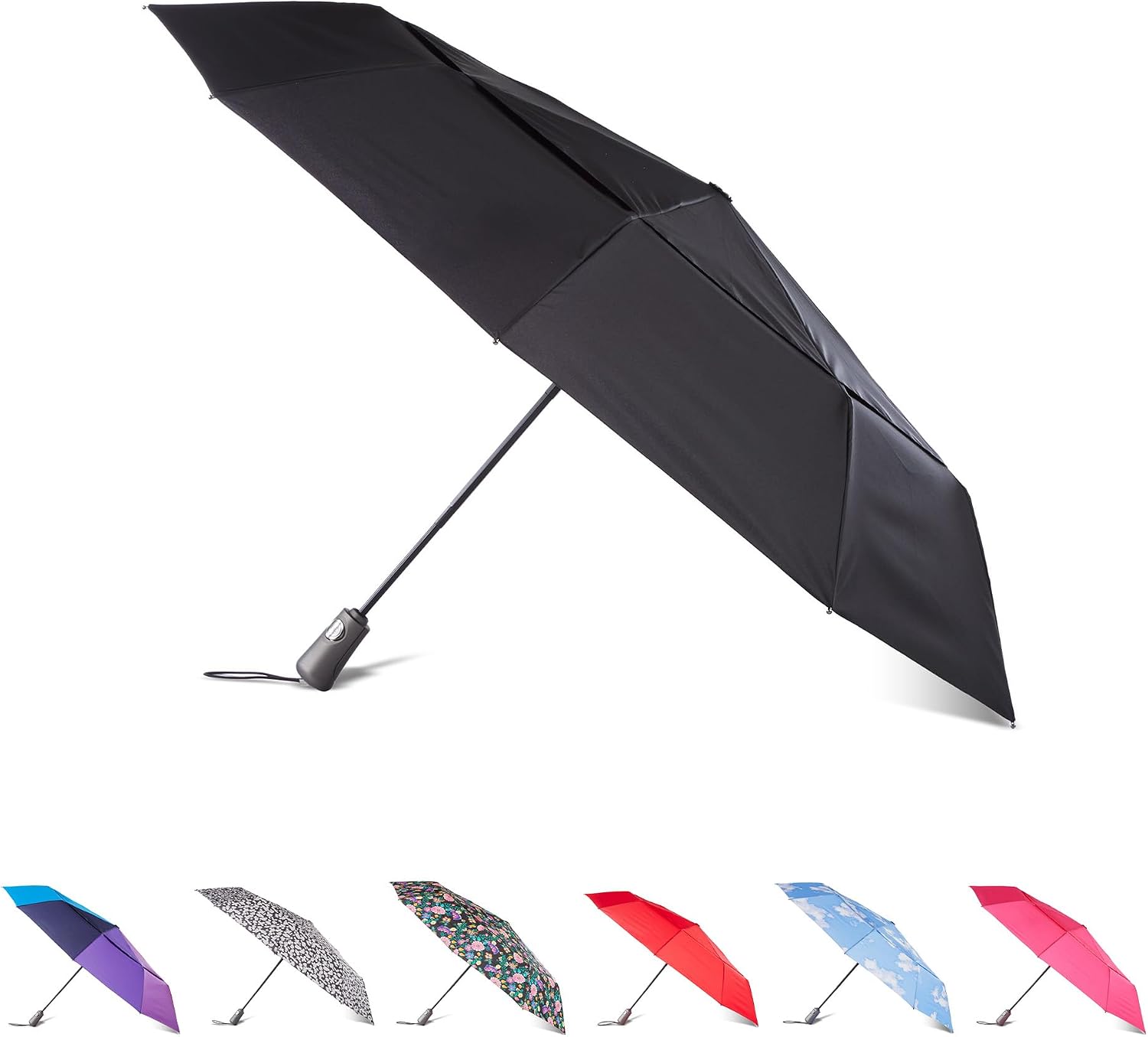 totes Auto OpenClose Windproof Ultimate Compact Umbrella with UV and Water Repellent Protection