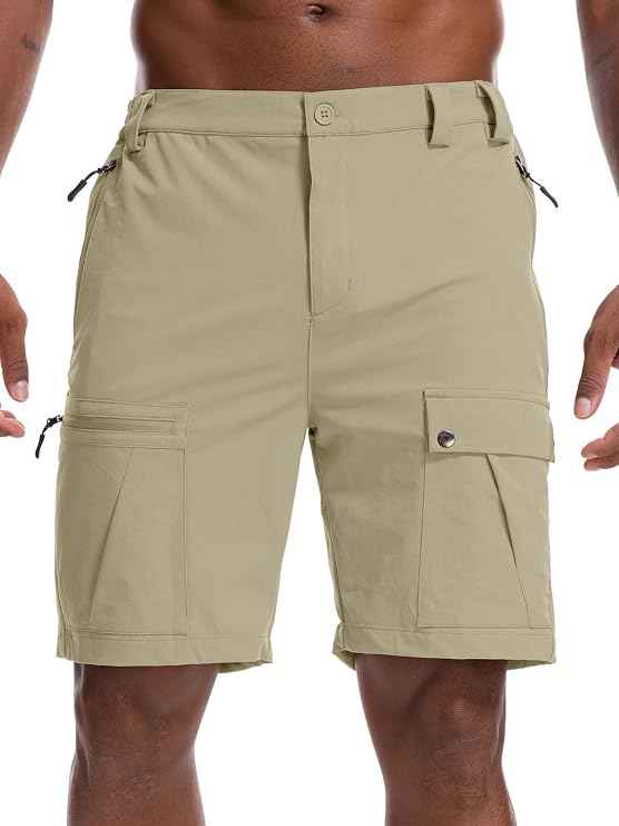 Mens Hiking Cargo Shorts 8" Lightweight Outdoor Work Shorts for Men Travel Golf Casual
