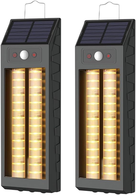 Solar Motion Sensor Lights Outdoor with Dual Light Sources, 2-Pack Waterproof Solar Wall Lantern with 3 Modes, Automatic Security Sconce for Garden, Garage, Porch