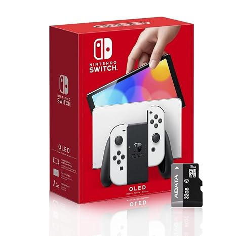 Nintendo Switch (OLED model) with White Joy-Con and Extra 32GB Micro SD Card - Global Version