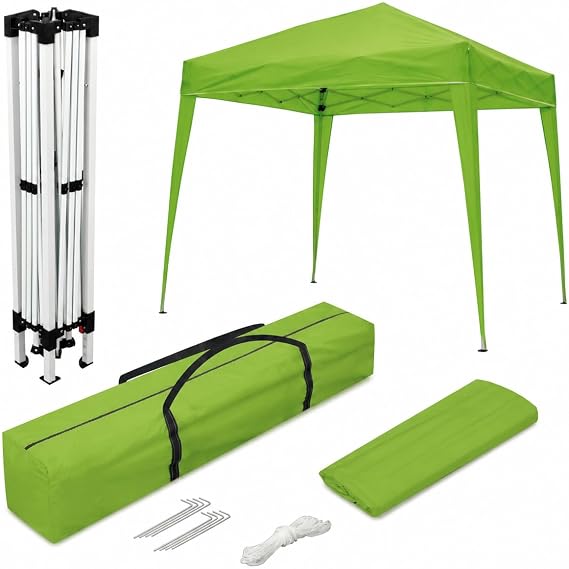 Wasabi Folding Gazebo 3 x 3 m Waterproof - Garden Gazebo Stable - Folding Tent for Garden Patio Camping and Beach - Quick Assembly - With Carry Bag (Green)