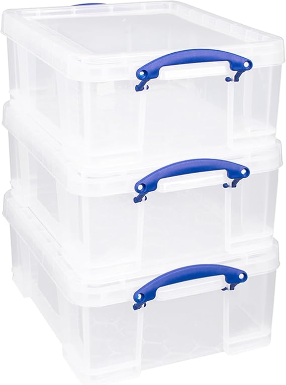 Really Useful Plastic Storage Box 21L Clear Pack of 3