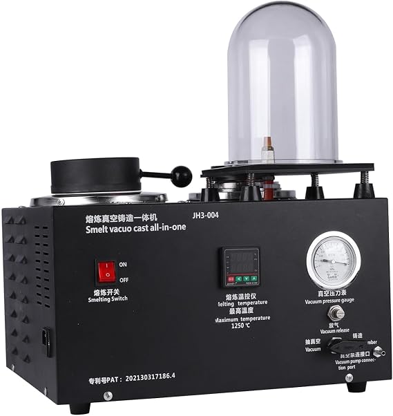 1500W Vacuum Casting Machine, 2KG Gold Melting Furnace, Digital Electric Melting Furnace with Graphite Crucible for Melting Scrap Silver Gold, 1400W 2000F