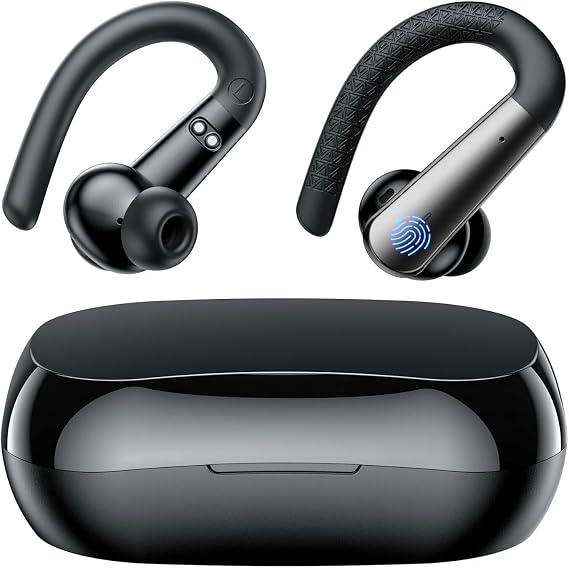 for Kyocera DuraXV Extreme Bluetooth Headphones with Earhooks Waterproof IPX6 Over The Ear Wireless Sports Workout Earbuds with LED Display for Gym Running Exercise Fitness with Mic, Black