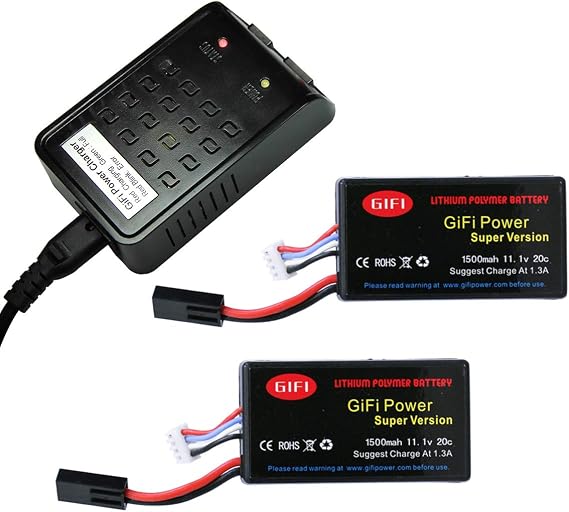 MaximalPowerTM 1500mAh High Capacity Battery & Charger for Parrot AR.Drone 2.0 & 1.0 (Charger + 1 Batt) (Charger + 2 Batt)