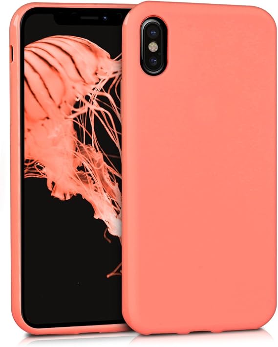 kwmobile Case Compatible with Apple iPhone X Case - Soft Slim Protective TPU Silicone Cover - Coral Matte